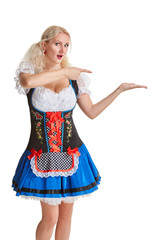 Wall Mural - Beautiful young blond girl of oktoberfest beer stein