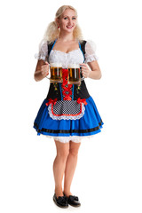 Wall Mural - Beautiful young blond girl of oktoberfest beer stein