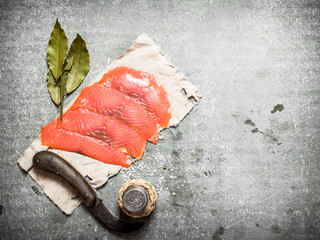 Poster - Thinly sliced salmon .