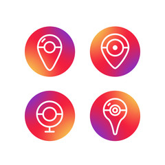 Fototapete - Different simple web navigation pictograms collection. Lineart d