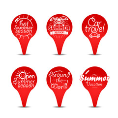 Poster - Navigation pins color collection. Vacation concept