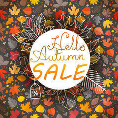 Poster - Autumn vector illustration. Fall sale banner template