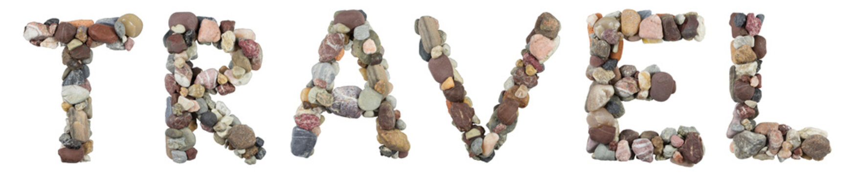 TRAVEL word with Sea Stones