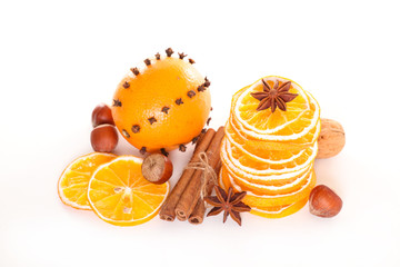 Wall Mural - dried orange sliced and spice