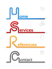 Poster - Vector navigation template with icons-  4 menu items, options - home, services, references, contact