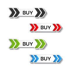 Poster - Vector simple shopping cart, menu items, buttons with arrows - labels, stickers on the white background
