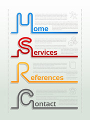 Poster - Vector navigation template with icons-  4 menu items, options - home, services, references, contact