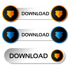 Poster - Vector download buttons with arrow - labels, stiskers on the white background