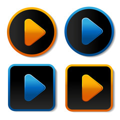 Poster - Vector here, read more, next, go or play buttons with arrow - labels, stiskers on the white background