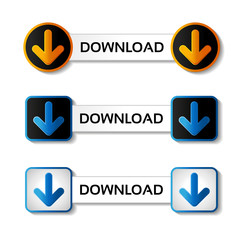 Poster - Vector download buttons with arrow - labels, stiskers on the white background