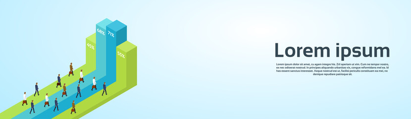 Poster - business people group standing financial bar growing up businesspeople team success concept growth c