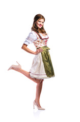 Wall Mural - Beautiful woman in traditional bavarian dress, studio shot