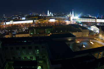 The view of the city from a tall building