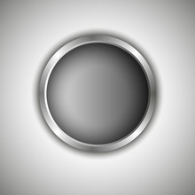 Gray Round Button. Vector Illustration.