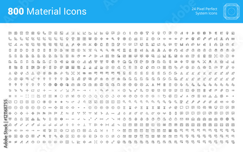 Cuadros en Lienzo Material design pixel perfect icons set
