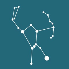 orion constellation of white dots and lines. simple flat vector illustration on dark blue background