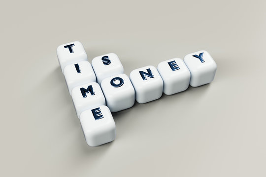 3D rendering of time is money cubes