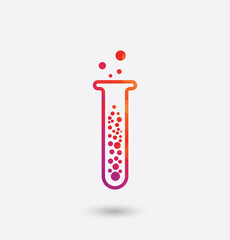 Poster - colored test tube icon on white background.