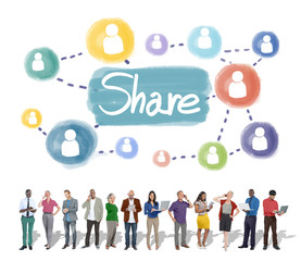 Wall Mural - Share Sharing Connection Networking Concept