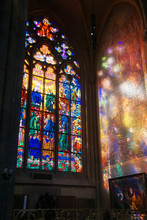  Stained Glass Window In  St Vitus Cathedral