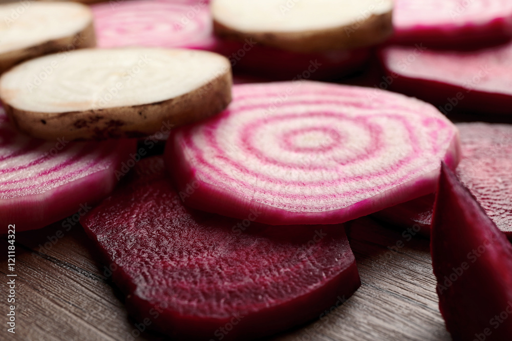 Fresh sliced beetroot, closeup