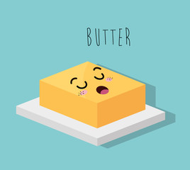 Sticker - cartoon butter dessert design isolated vector illustration eps 10