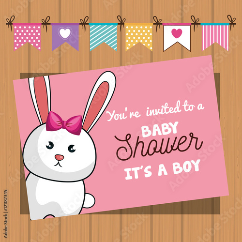 Invitation Baby Shower Card With Bunny Desing Vector Ilration Invitation Baby Shower Card With Bunny Desing Vector Ilration Eps 10