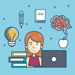 Wall Mural - girl education online with laptop design vector illustration eps 10