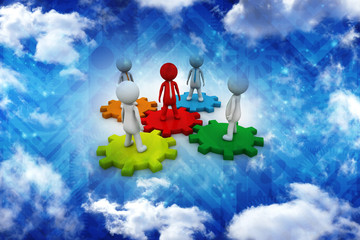 Poster - 3d rendering business leadership holding gear
