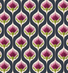Poster - seamless vintage floral pattern