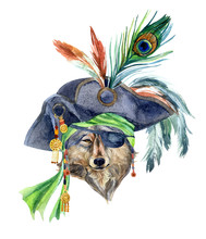 Watercolor Pirate Head