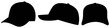 black vector baseball cap set flat icon symbol / Vektor Baseball Kappen Sammlung 