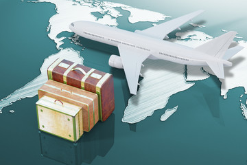 Poster - Airplane and suitcases
