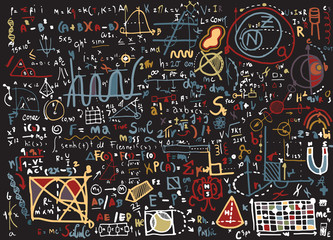 Wall Mural - Physical formulas and phenomenons. hand-drawn illustration. scie