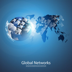 Poster - Global Networks - Information Flow Design Concept | Eps 10 Vector for Your Business