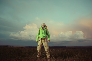 extreme brutal man traveler wildlife autumn