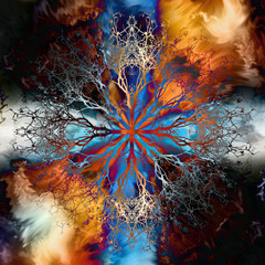 Fototapete - Beautiful ornamental mandala with tree pattern, symbol of life.