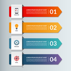 vector infographic options banner with 4 arrows, steps, parts. can be used for workflow layout, diag