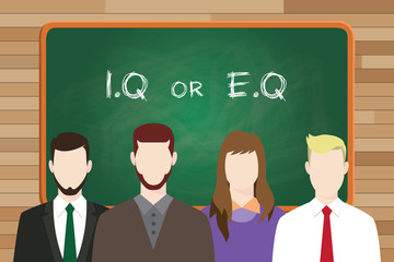 iq or eq intellectual or vs emotional question compare write on the board in front of business man and business woman