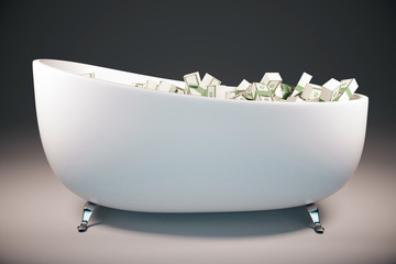 Aufkleber - Bathtub filled with cash