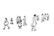 © 10incheslab - group of people walking free hand sketch