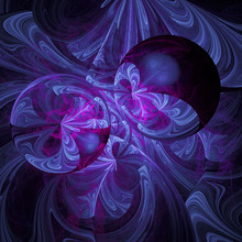 Purple Ice. Abstract Fantasy Glowing Figures On Black Background. Computer-generated Fractal In Rose, Blue And Violet Colors.