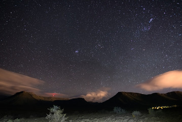 Wall Mural - the starry sky captured karoo national park, south africa, in winter. the pleiades star cluster, ori