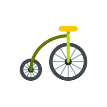 Highwheel Bike Icon In Flat Style On A White Background Vector Illustration