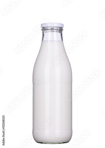 Fotografie, Obraz Flasche Milch isoliert mit Beschneidungspfad, clipping path