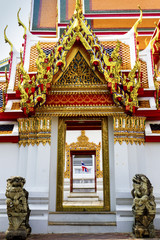 Thai door art architecture in  Wat Phra Chetupon Vimolmangklararm Wat Pho  temple in Thailand.