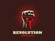 © sodesignby - Revolution hend up emblem illustration on dark background