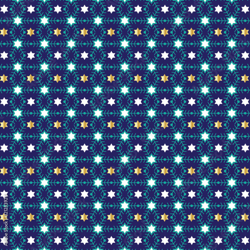 gold star of David snowflakes pattern Stock Illustration | Adobe Stock