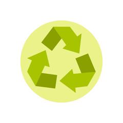 Wall Mural - Recycling icon in flat style isolated on white background. Ecology symbol vector illustration