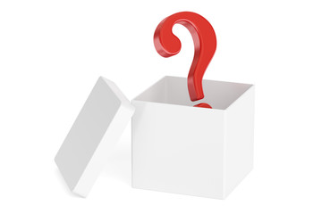 Poster - open box with question, 3d rendering